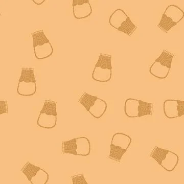 Seamless pattern rustic wicker basket cartoon vector Stock Illustration