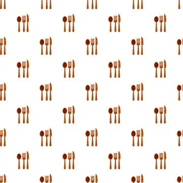 Seamless pattern with rustic wooden cutlery 스톡 일러스트