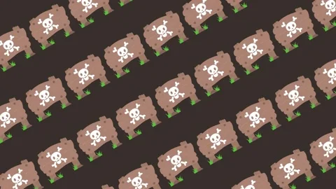 Seamless pattern of rustic wooden danger signs with skull and crossbones Stock Footage 332791241