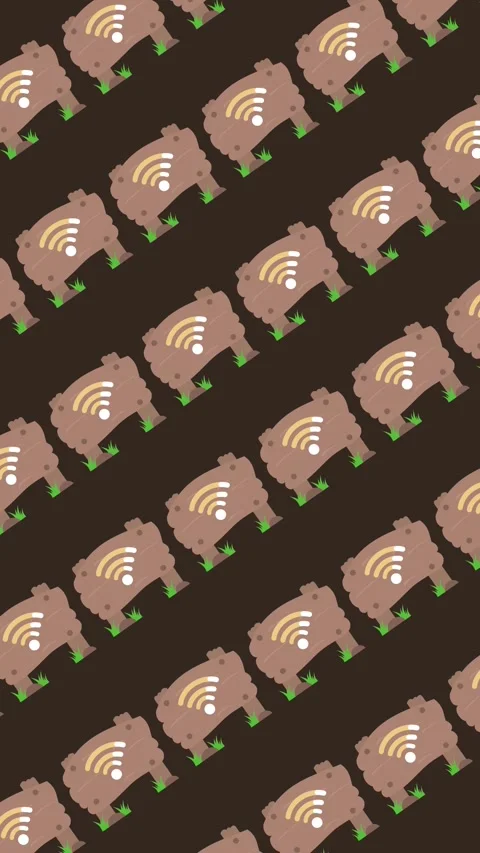 Seamless pattern of rustic wooden signs with wi-fi signal symbol Stock Footage 332791269