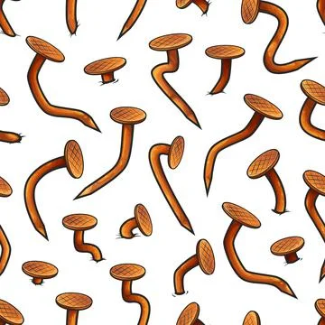 Seamless pattern, rusty metal bent nails and heads Stock Illustration