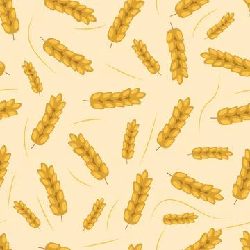 Seamless pattern with rye, wheat with spikelets. Vector Stock Illustration