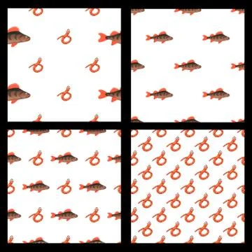 Seamless pattern s funny worms and fish Stock Illustration