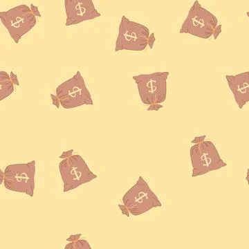 Seamless pattern sack money bag cartoon vector 스톡 일러스트