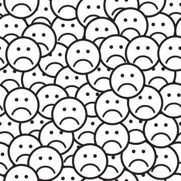 Seamless pattern with sad face icons. Stock Illustration