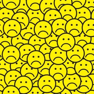 Seamless pattern with sad face icons. Stock Illustration