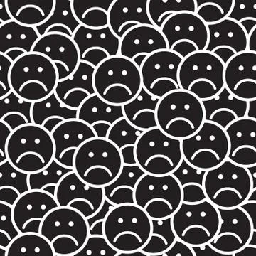 Seamless pattern with sad face icons. Stock Illustration