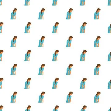Seamless pattern of sad woman feeling depression Stock Illustration