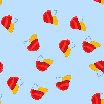 Seamless pattern safety firefighter helmet cartoon vector Stock Illustration