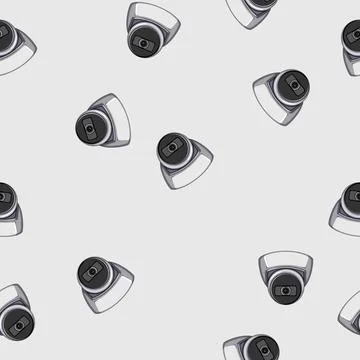 Seamless pattern safety ip camera cartoon vector Stock Illustration