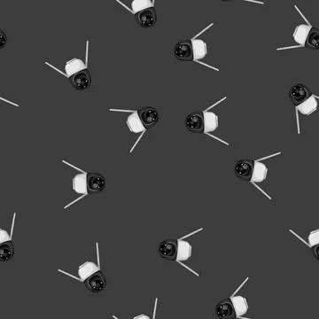 Seamless pattern safety security camera cctv cartoon vector 库存插图