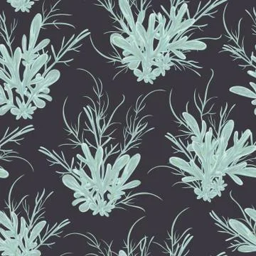 Seamless pattern with sagebrush. Rustic floral background. Stock Illustration