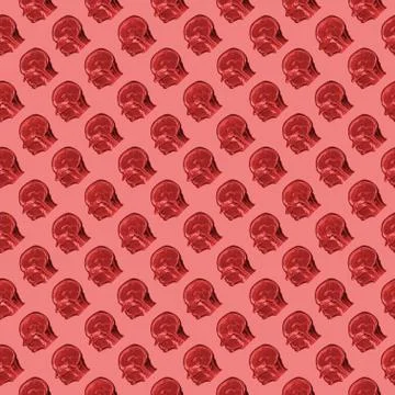 Seamless pattern of sagittal MRI scans of sixty years old caucasian female head Stock Photos
