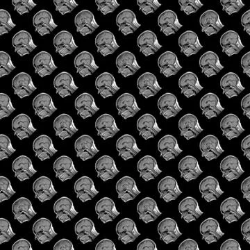 Seamless pattern of sagittal MRI scans of sixty years old caucasian female head Stock Photos