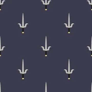 Seamless pattern with sai weapon. Ninja weapon. Samurai equipment. Vector. Illustrazione stock