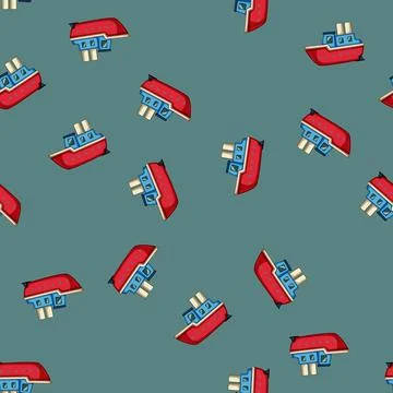 Seamless pattern sail boat toy cartoon vector Stock Illustration
