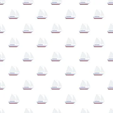 Seamless pattern with sailing boats on white background Stock Illustration