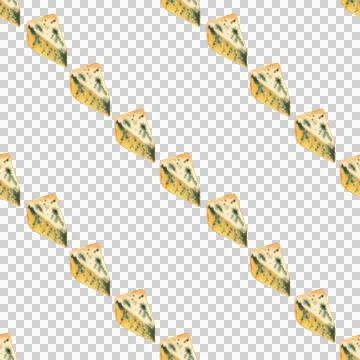 Seamless pattern of Saint Agur blue cheese, hand drawn watercolor isolated Stock Illustration