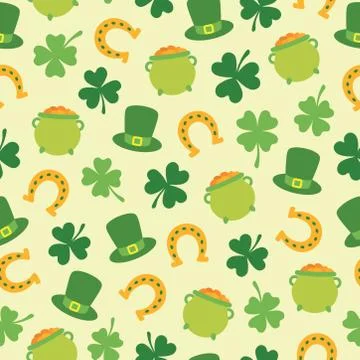 Seamless pattern with Saint Patrick's Day elements Stock Illustration