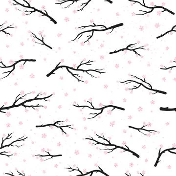 Seamless pattern with sakura branches. Stock Illustration
