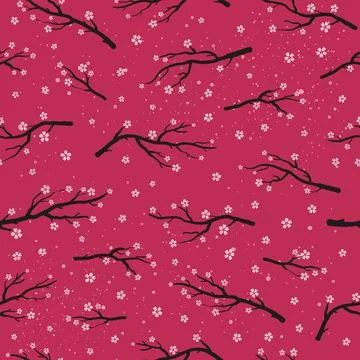Seamless pattern with sakura branches. Stock Illustration