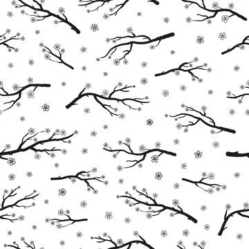 Seamless pattern with sakura branches. Stock Illustration