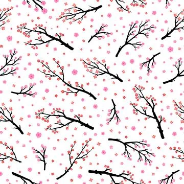 Seamless pattern with sakura branches. Stock Illustration