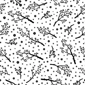 Seamless pattern with sakura branches. Stock Illustration