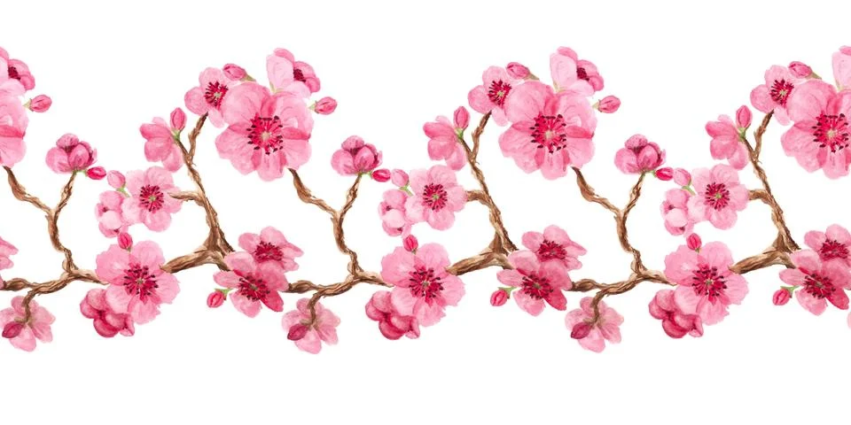 Seamless pattern with sakura Stock Illustration