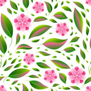 Seamless pattern with sakura or cherry blossom. Stock Illustration