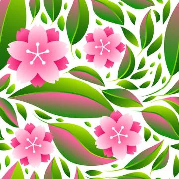 Seamless pattern with sakura or cherry blossom. Illustrazione stock