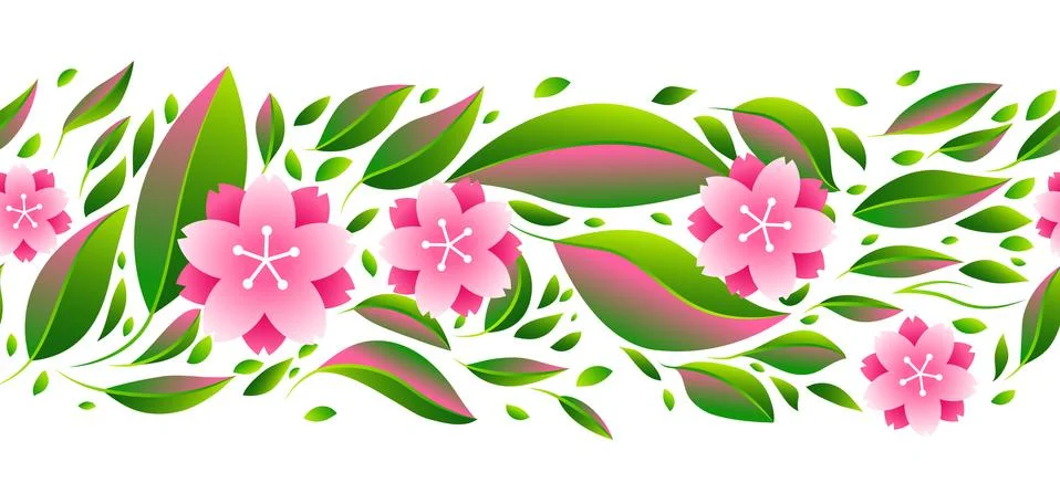 Seamless pattern with sakura or cherry blossom. Stock Illustration