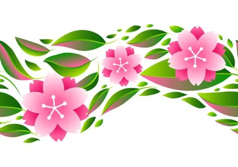 Seamless pattern with sakura or cherry blossom. Stock Illustration