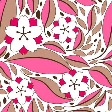 Seamless pattern with sakura or cherry blossom. Stock Illustration