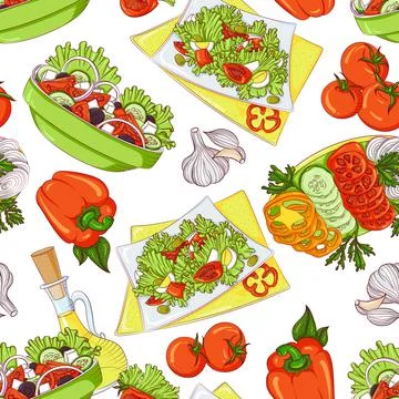 Seamless pattern salads Stock Illustration