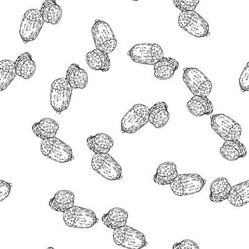 Seamless pattern salami sausage sketch hand drawn Stock Illustration