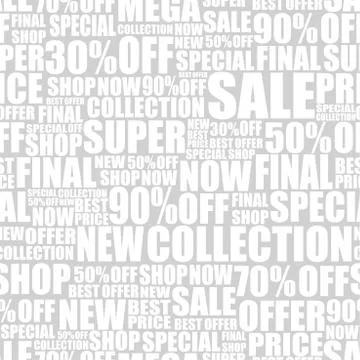 Seamless pattern with sale offer slogans black friday promotional design for  Stock Illustration
