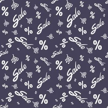 Seamless pattern with Sale text and percent Stock Illustration