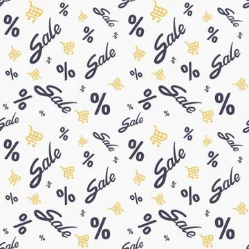 Seamless pattern with Sale text and percent. Black friday sale background Stock Illustration
