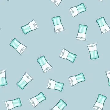Seamless pattern saline iv drip bag cartoon vector イラスト素材