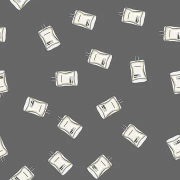 Seamless pattern saline iv fluid bag cartoon vector Stock Illustration