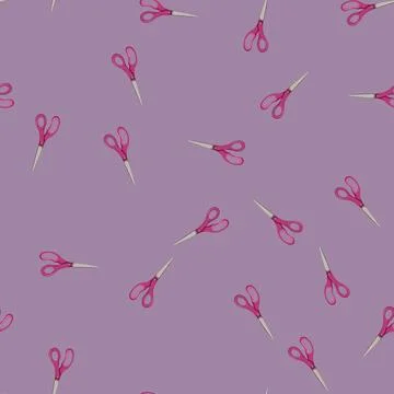 Seamless pattern salon scissor cut cartoon vector Stock Illustration