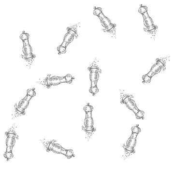 Seamless pattern salt mill mechanical sketch hand drawn Stock Illustration