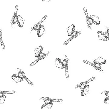 Seamless pattern salt in wooden spoon sketch hand drawn Stock Illustration