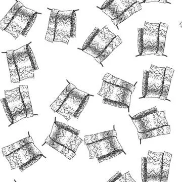 Seamless pattern sand beach towel sketch hand drawn 库存插图