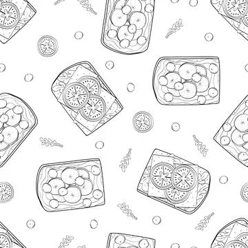 Seamless pattern of sandwiches with different fillings. Toasted bread with .. Stock Illustration