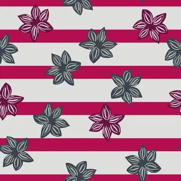 Seamless pattern sanise on pink gray striped background. Vector repeat templa 스톡 일러스트