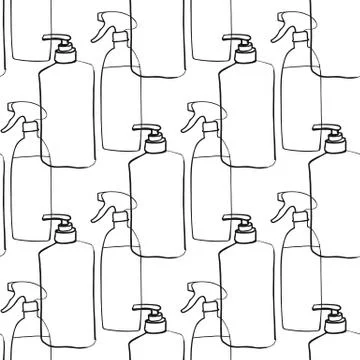 Seamless pattern with a sanitizer hand drawn Stock Illustration