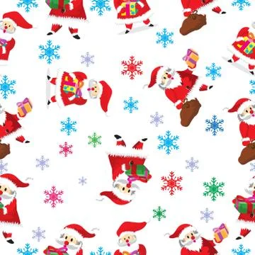 Seamless Pattern Santa and Gift Stock Illustration