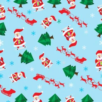 Seamless Pattern Santa and Gift 스톡 일러스트